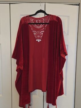 VIVID VELVETS Red Velvet Open Front Kimono - Veda Vibes